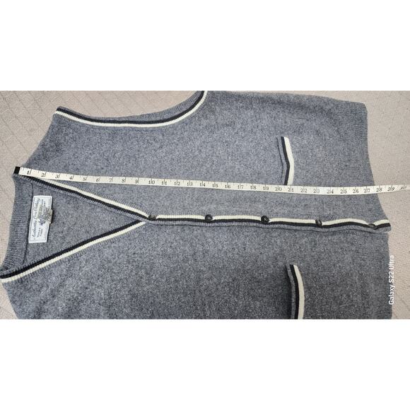 Gap Vintage 90s Lambswool Gray White Black Geometric Knit Sweater Vest Mens XL - Picture 7 of 9